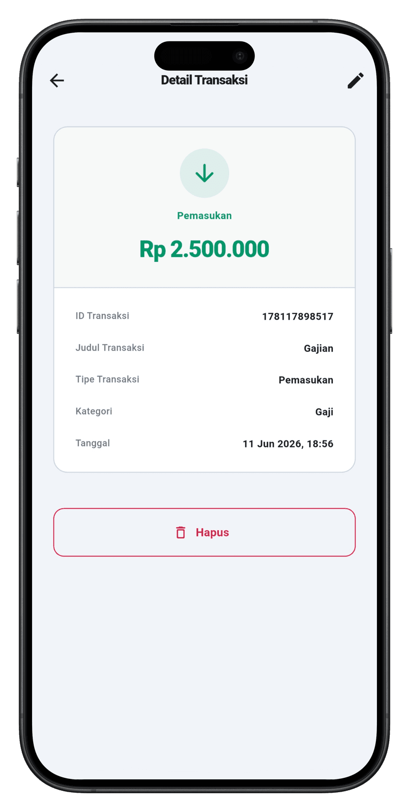 Detail Transaksi Pemasukan